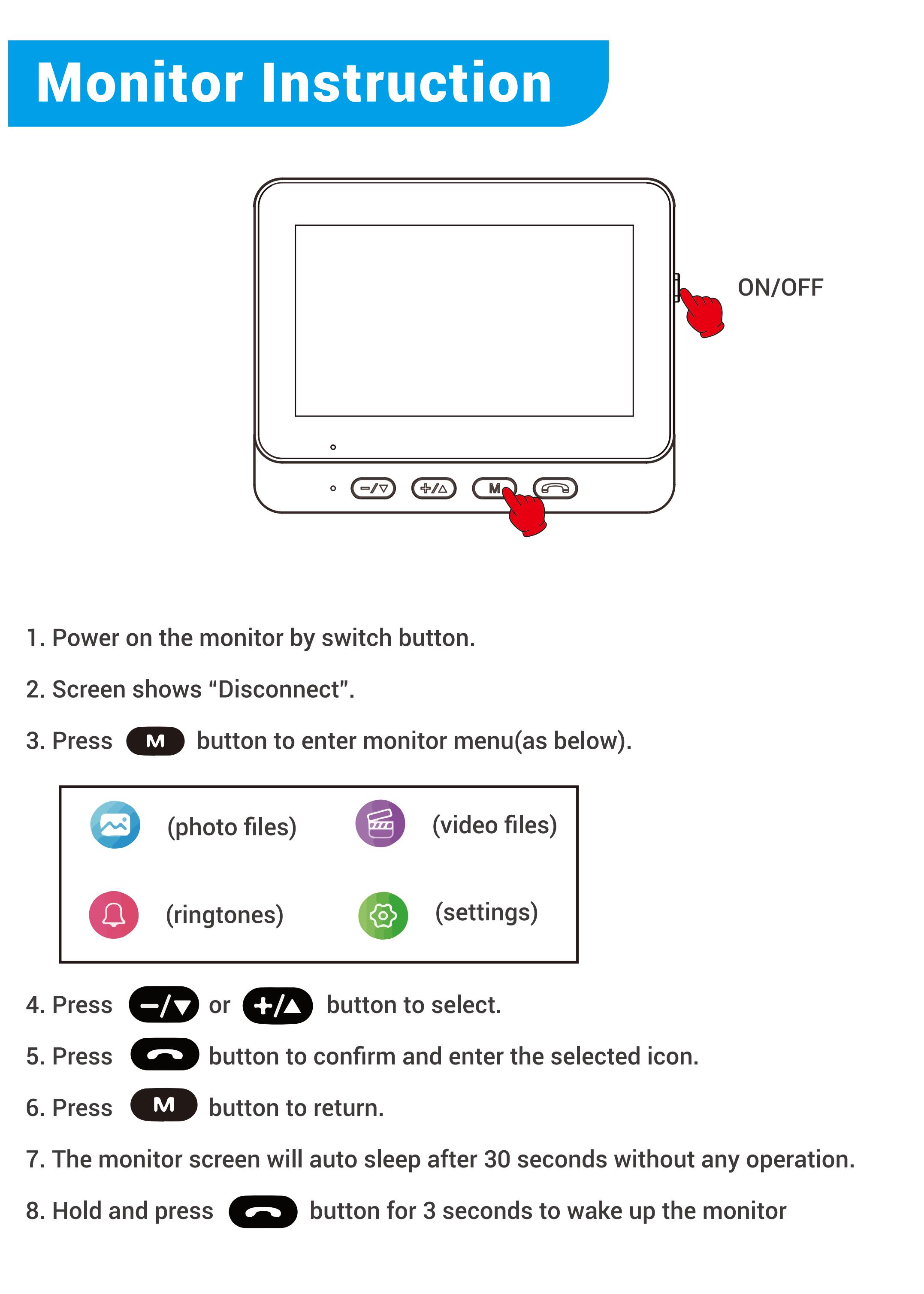 X8A Wireless Video Doorbell with Monitor, HD Camera, Rechargeable, Two-Way Audio, Night Vision, Waterproof, Plug & Play, No App Needed