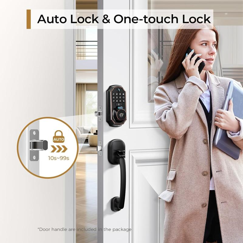 🛡️[SMART UPGRADE] 5-in-1 WiFi Smart Lock with Camera & Doorbell, Keyless Entry Handleset 🚪