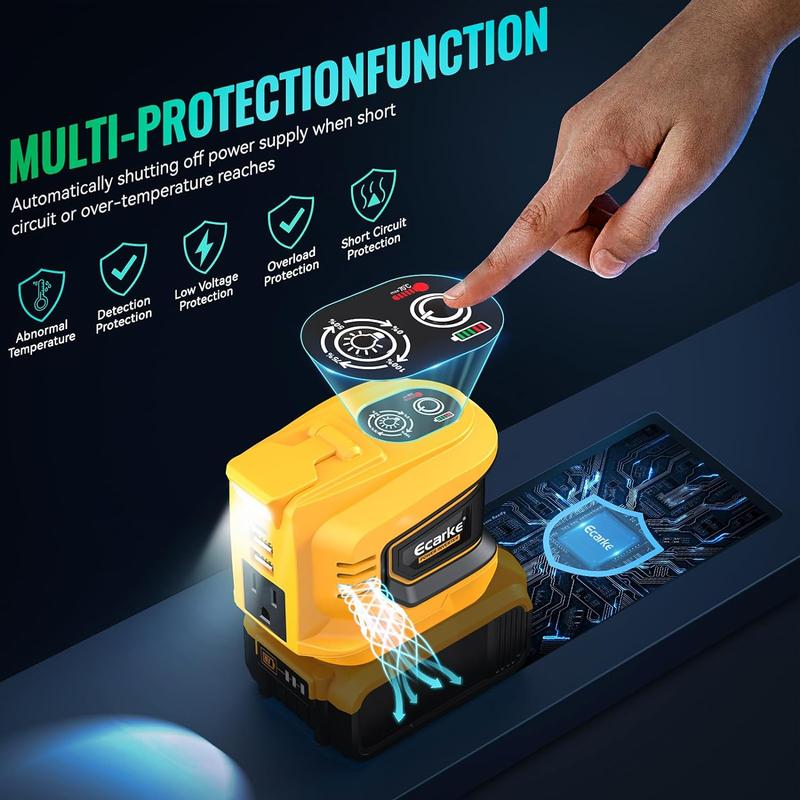 🔥HOT SALE！200W Power Inverter for Dewalt 20V Battery, Portable Power Station Generator with USB-C, AC Outlet & LED Light