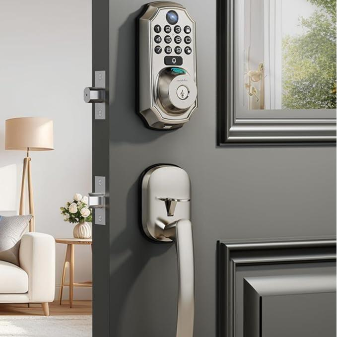 🛡️[SMART UPGRADE] 5-in-1 WiFi Smart Lock with Camera & Doorbell, Keyless Entry Handleset 🚪