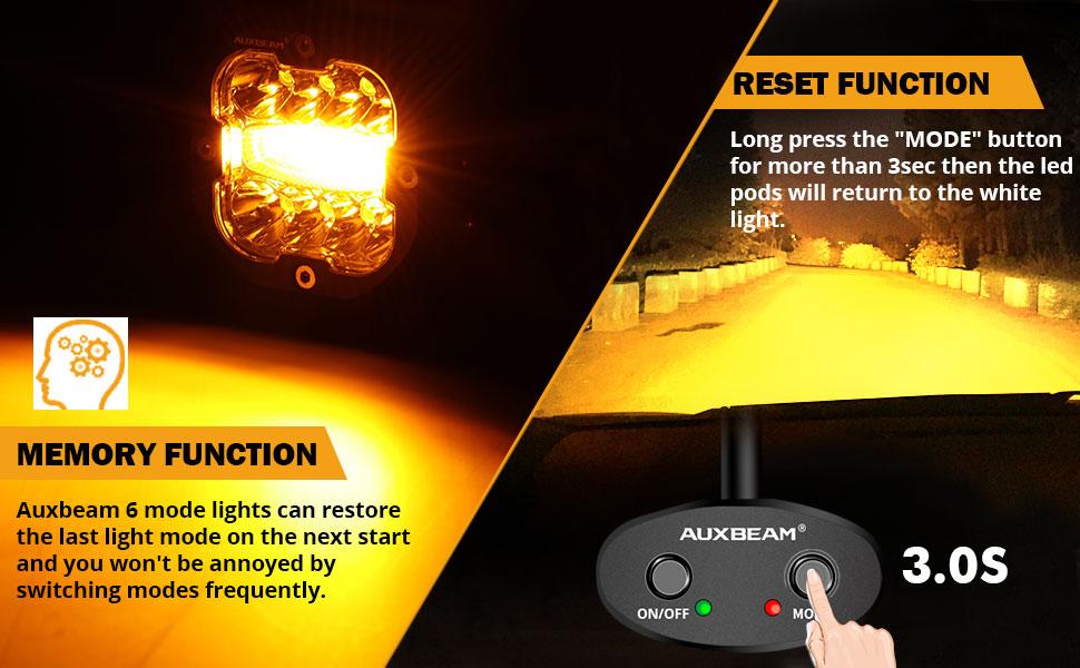 AUXBEAM X-PRO Series 3 Inch 6 Modes Dual Color LED Light Pods 96W Spot Flood Combo Amber White for Trucks Jeep IP68 Waterproof Offroad Driving Lights 2pcs Set LED Car Lights LED Work Lights outdoorfun Led Backlights fathersdaygift