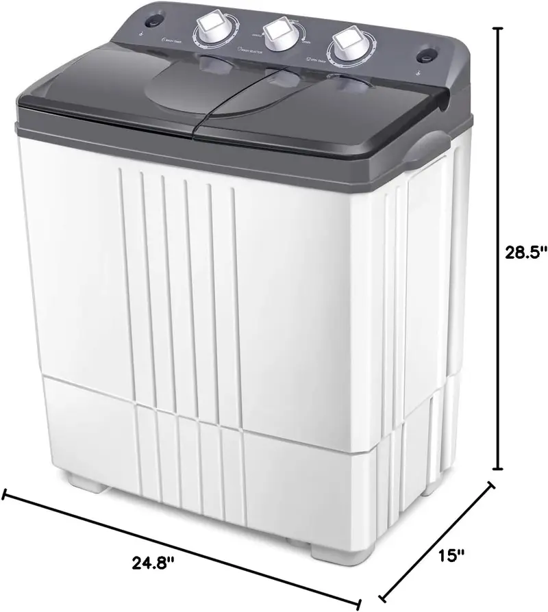 【New Release】Portable Washing Machine, 20Lbs (12Lbs Washing and 8Lbs Spinning) Twin Tub Washing Machine w/Drain Pump, Semi Automatic Compact Washer & Sipnner, Portable Washer Dryer Combo for Apartments Dorms RV Camping