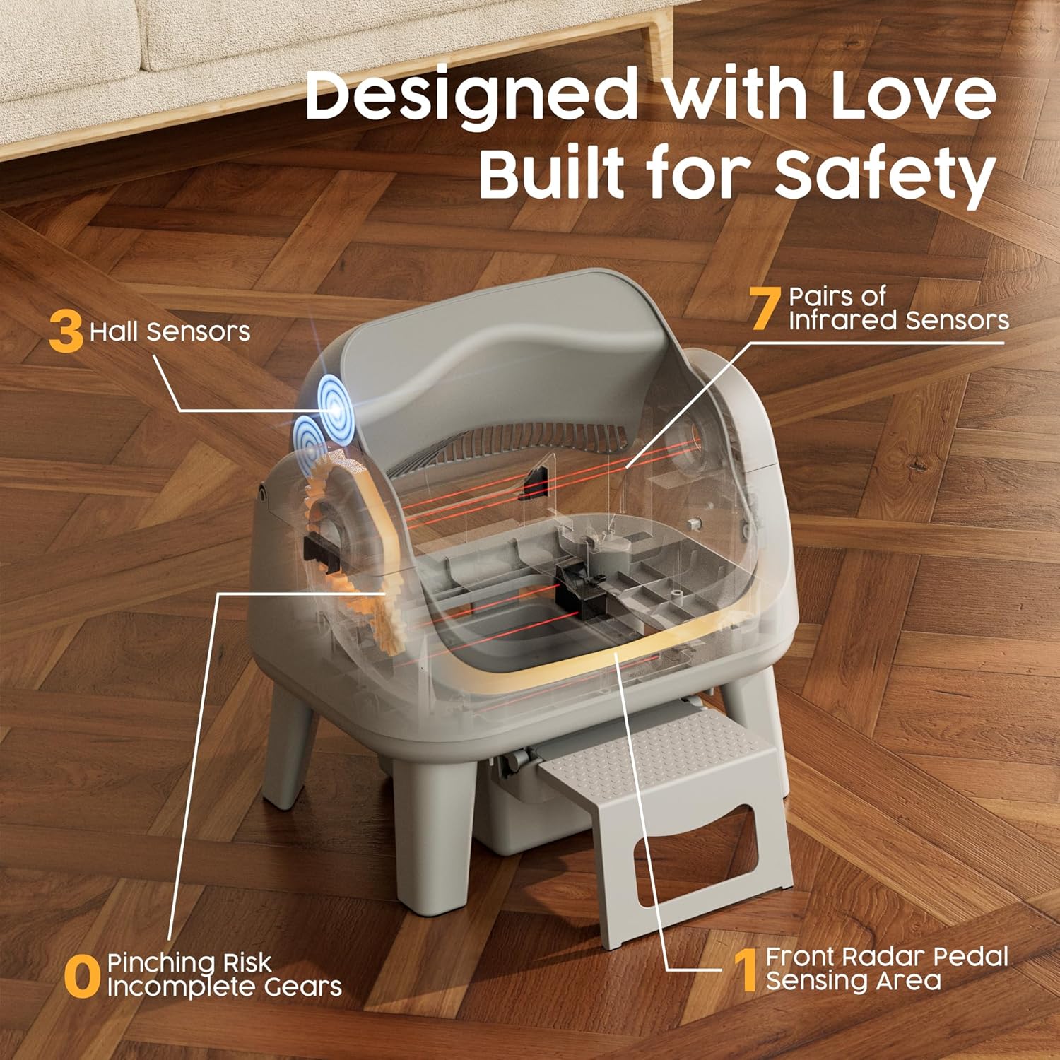 Spring Sale — Open-Style Automatic Self-Cleaning Litter Box — Equipped with 7 Pairs of Safety Sensors