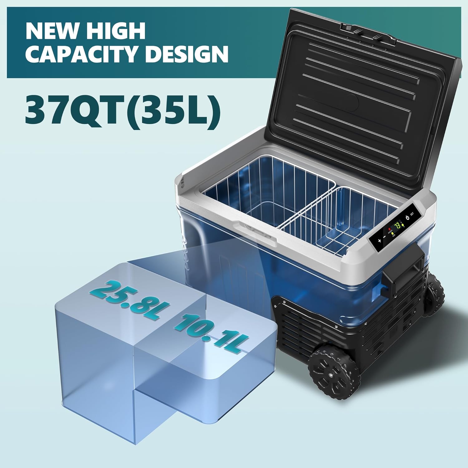 EUHOMY 37 Quart (35 Liter) Portable Freezer with Wheels and 2 Baskets