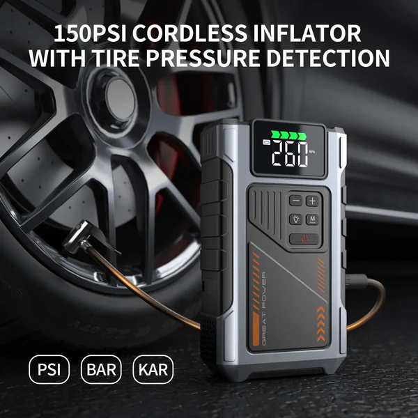 【PRICE SLASH】Portable Car Jump Starter | 5000A Peak with Air Compressor & 150 PSI Tire Inflator