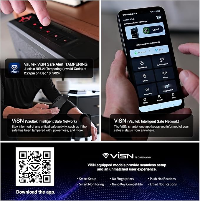 Limited-time discount - VAULTEK Smart Handgun Safe: Quick-opening, automatic sliding door handgun safe with biometric scanner, real-time alarm and mounting plate (biometrics + ViSN WiFi).