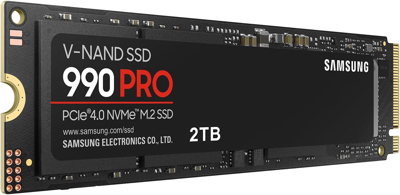 Father's Day Limited-Time Sale -- Samsung 990 PRO SSD, M.2 2280 Internal Solid State Drive, Serial Number Included. Read speeds up to 7,450 MB/s for high-end computing, gaming, and heavy-duty workstations.
