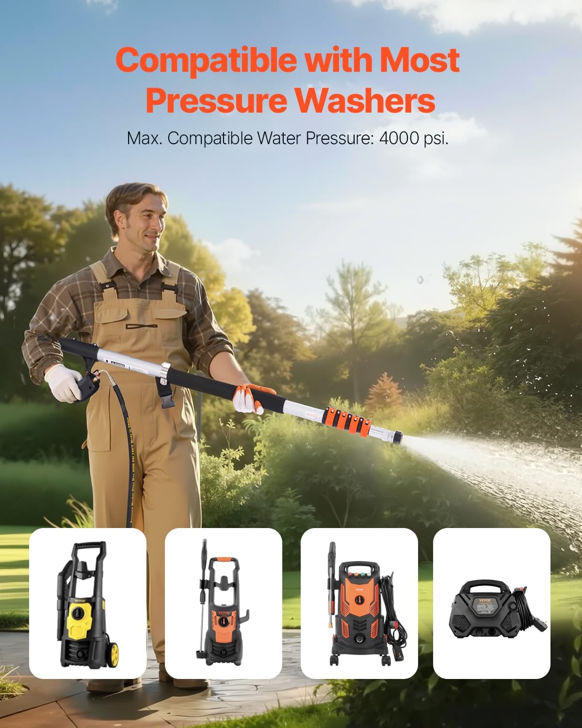 VEVOR Pressure Washer Telescopic Wand (21 ft / 4000 PSI)