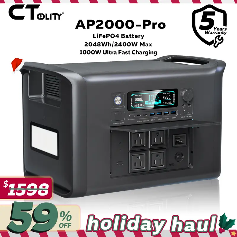 🛒BEST SELLER🚀CTOLITY Portable Power Station [1800W/1024WH], LiFePO4 Battery Backup for Home, Solar Generator for Camping Road Trip Essentials, RV, Emergency Prep,Off Grid Living,Van Life Must Haves,Camping Gear