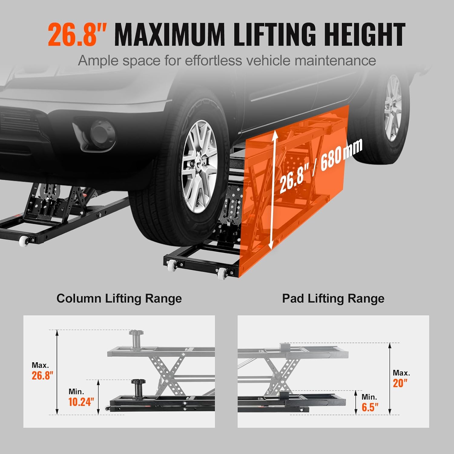 VEVOR Car Lift, 25.6" Max. Height