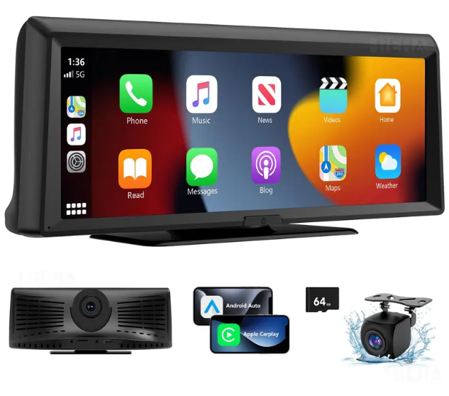 【New Release】2026 Dash Cam with 8.14" Wireless CarPlay Touchscreen, Wireless Carplay & Android Auto, 1080P Backup Camera, 2K Front, Mirror Link/Bluetooth/GPS Navigation/Satellite Radio for All Vehicles