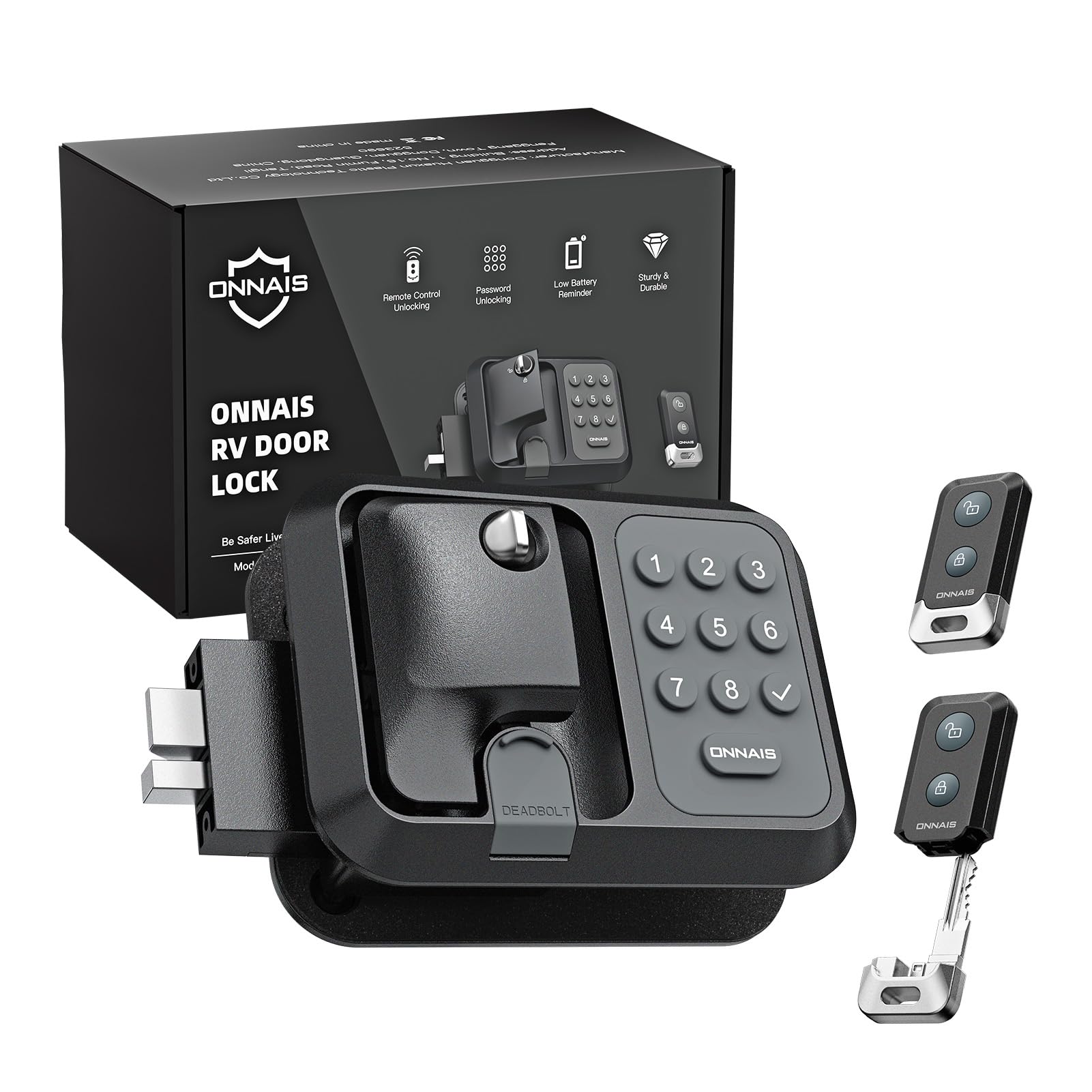💥 Buy 1 Get 1 Free⚡🔐🚐ONNAIS Guard Pro RV Door Lock — Keyless Entry, Waterproof, 2 Remote Fobs 