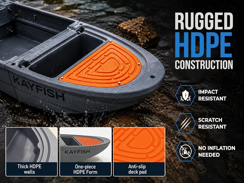 Close-up of the durable hard-shell hull construction.