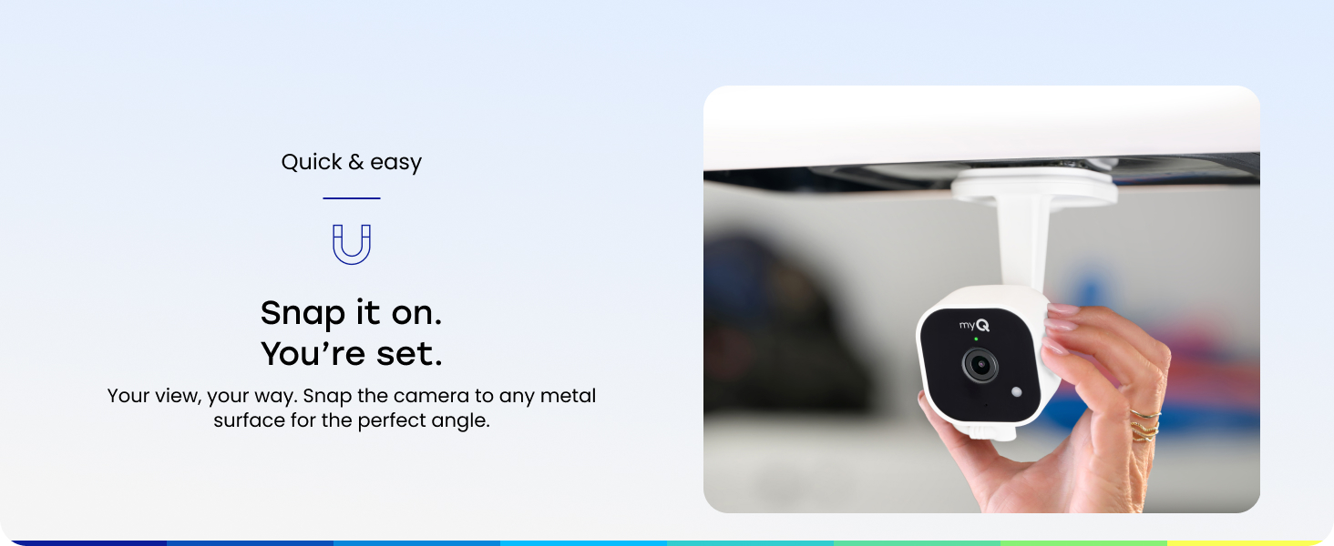 Magnetic mount - snap the camera to any metal surface for the perfect camera angle.
