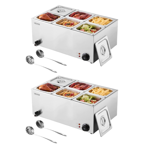 💥 Special Offers⚡Commercial Food Warmer — 1500W Stainless Steel Steam Table with Lid 🍲