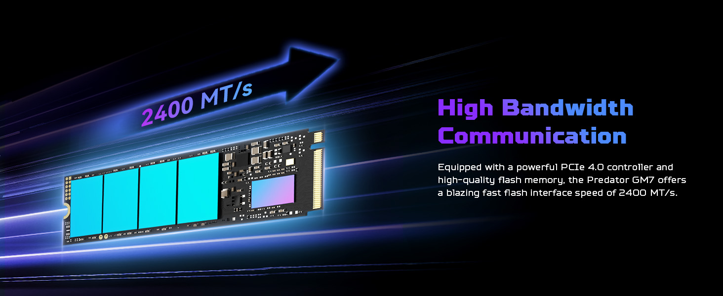 High Bandwidth Communication  Equipped with a powerful PCIe 4.0 controller and high-quality flash