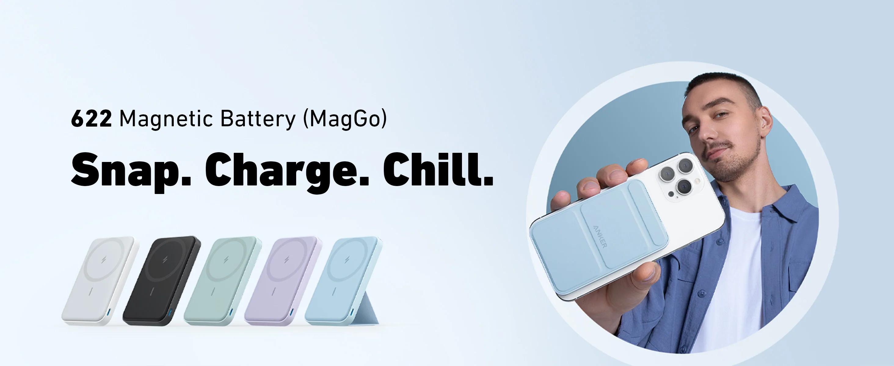Anker Magnetic Power Bank, Built-In Foldable Stand, USB-C Port on the Side, 5,000mAh Capacity, Perfectly Compatible with iPhone 17/16/15/14/13 Series summervibes