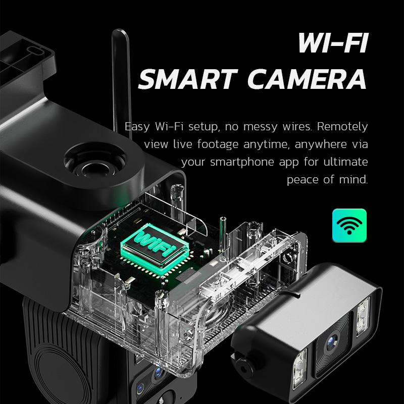 Dual-Lens Solar Security Camera Outdoor, 1080P Wireless WiFi CCTV with Auto Tracking, Color Night Vision, PIR Motion Detection & 2-Way Audio