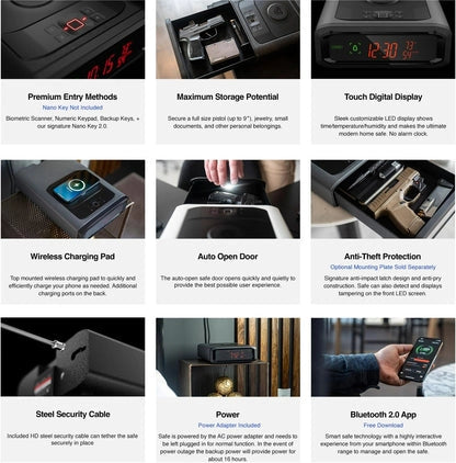 ⏰Buy 2 Get 1 Free 🗃️Smart Station™ Biometric Smart Safe with Built-in Wireless Phone Charger +