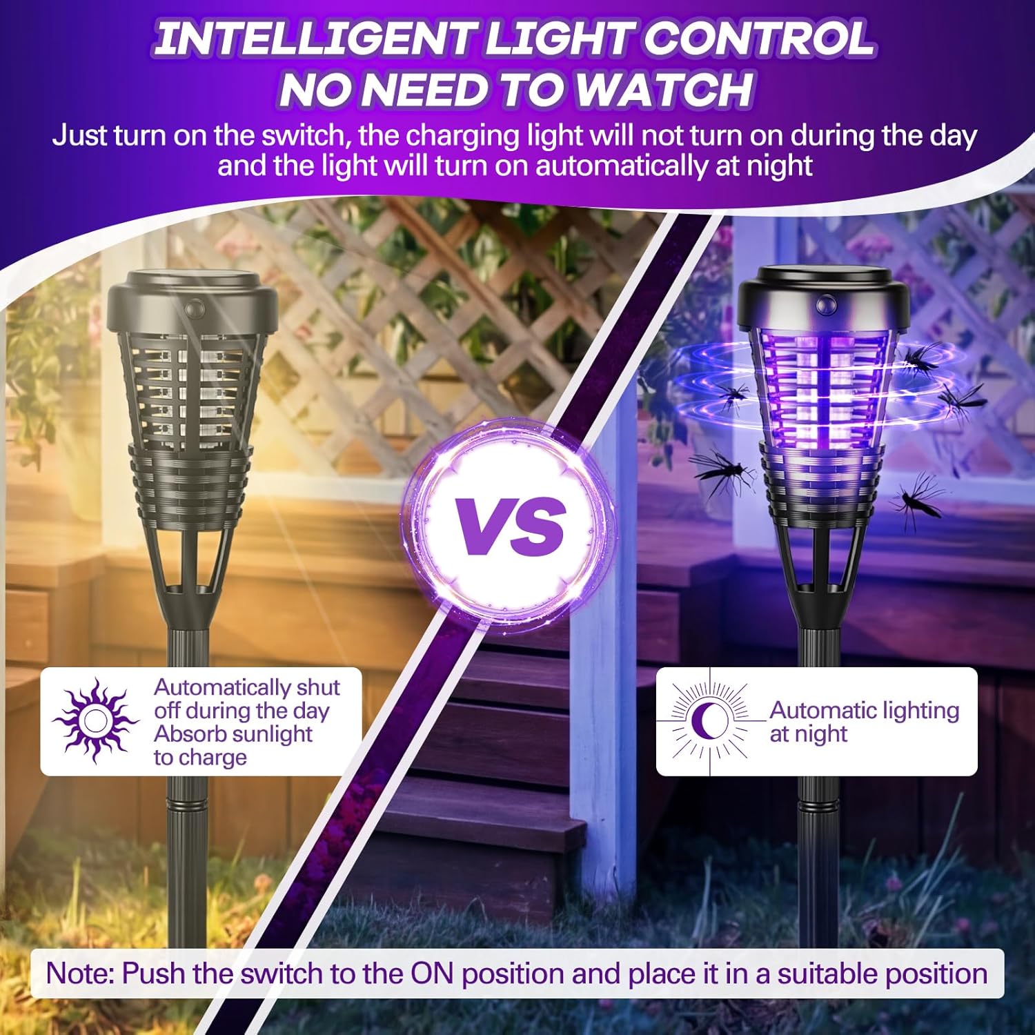 2PCS Solar Bug Zapper Outdoor, Waterproof Mosquito Killer Lamp,Rattan Style Decorative Design, LED Garden Stake Light with Purple Zapping, Auto On/Off, Mosquito Trap to Repel Gnat Small Flying Insect, for Patio, Yard, Lawn, Garden, Porch and Camping