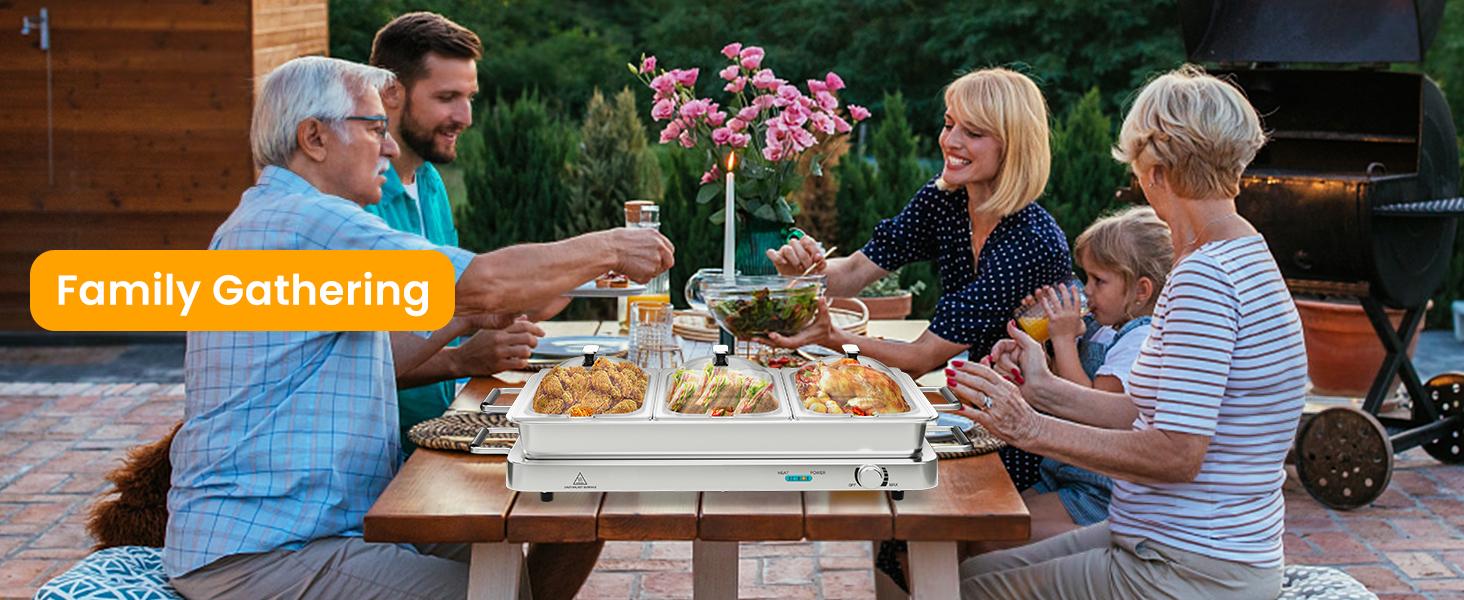 COSTWAY Buffet Servers and Warmers, 2 in 1 Electric Warming Tray, Stainless Steel Chafing Dish with Temperature Control, 3 Serving Trays, 4.5/8 Qt Food Warmers Station for Parties Banquets Events, Dishwasher Safe, 4th of july decor, dad gift COSTWAY Buffet Servers and Warmers, 2 in 1 Electric Warming Tray, Stainless Steel Chafing Dish with Temperature Control, 3 Serving Trays, 4.5/8 Qt Food Warmers Station for Parties Banquets Events, Dishwasher Safe, 4th of july decor, dad gift