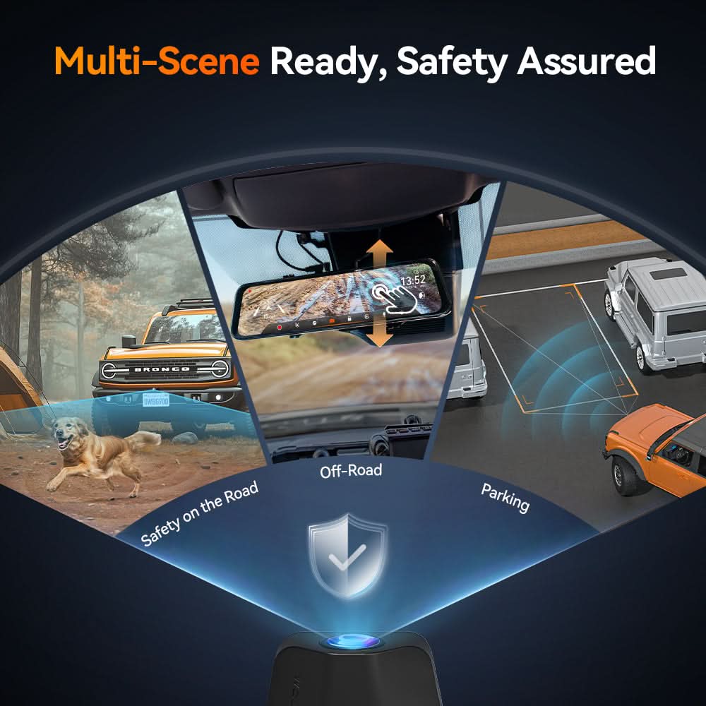 WOLFBOX G900TriPro Bumper Version 3 Channel Rearview Mirror Cam