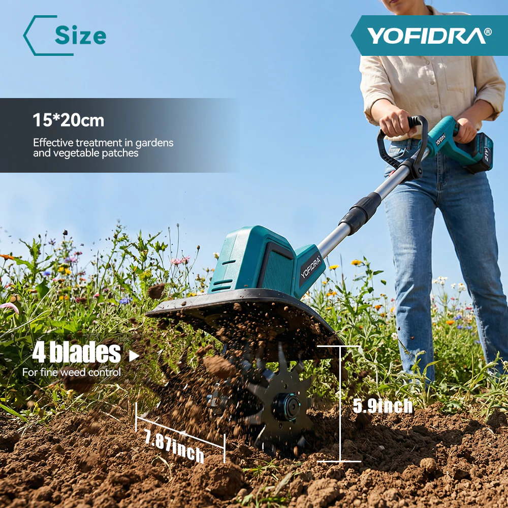 💥Today Only⚡Cordless Brushless Garden Tiller – Fits Makita 18V Batteries