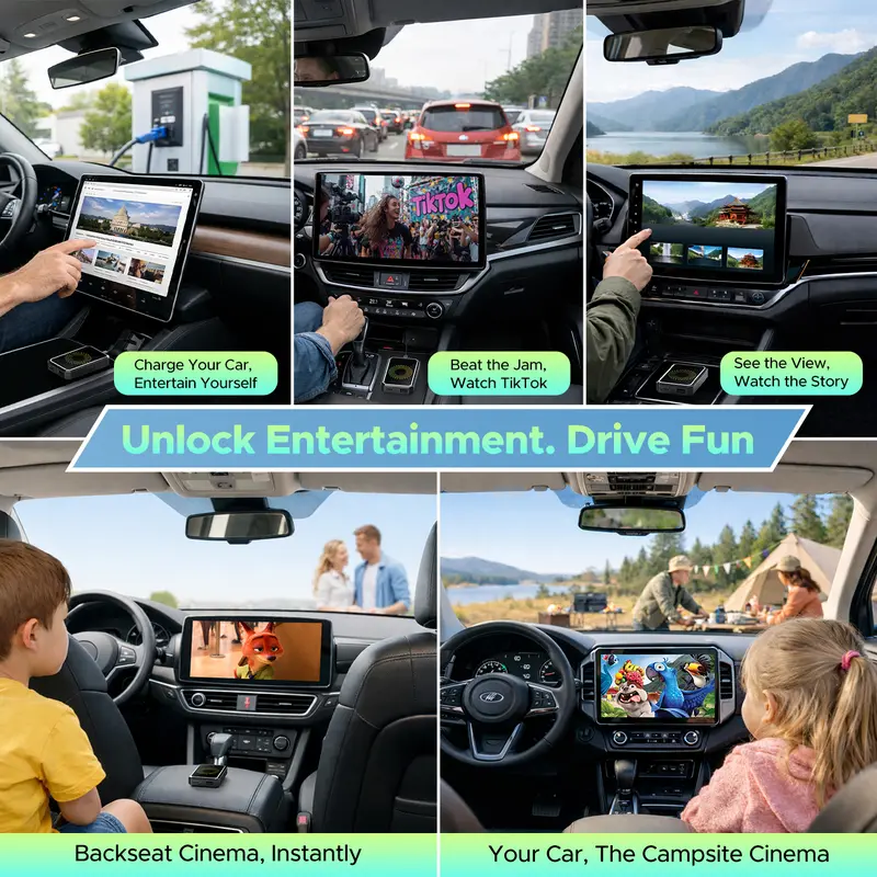 【New Release】LAMTTO 2026 Wired CarPlay to Wireless Adapter - Built-in Android System for Netflix/YouTube/TikTok - ONLY for Wired CarPlay/AA Vehicles - NOT for Wireless CarPlay | Summervibes Car Video Players