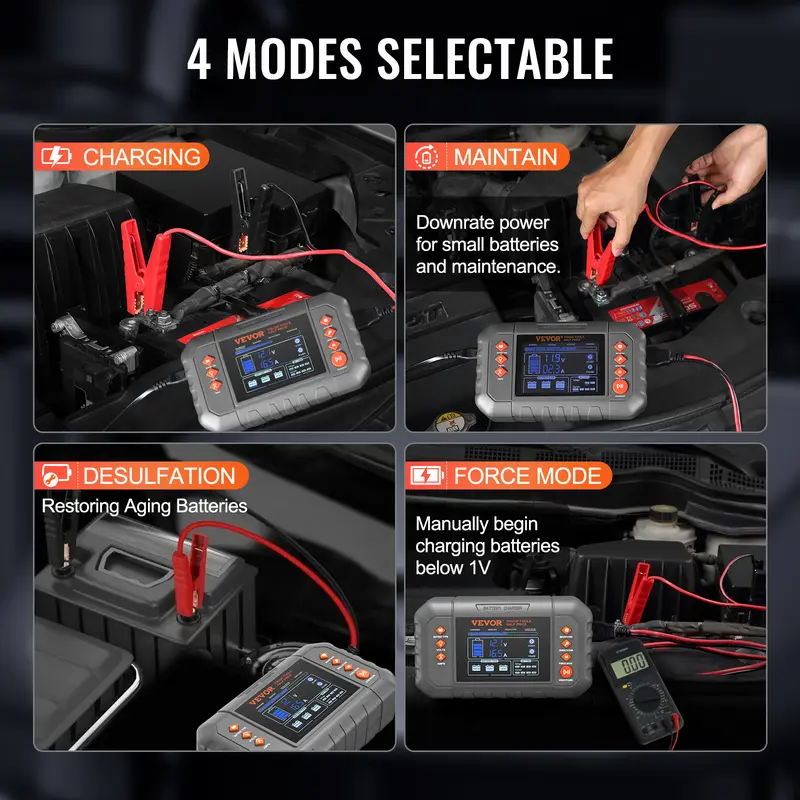 【BIG SALE】Smart Battery Charger, Summervibes, Various specifications, Lithium LiFePO4 Lead-Acid (AGM / Gel / SLA) Car Battery Charger with LCD Display, Trickle Charger Maintainer Desulfator for Boat Motorcycle Lawn Mower Deep Cycle