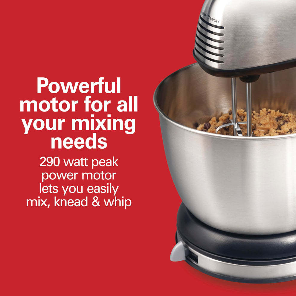【BIG SALE】This classic 2-in-1 stand mixer features 6 speed settings, 290 watts of power, 5 attachments, a 4-quart stainless steel mixing bowl, and a detachable hand mixer. It is suitable for baking, kneading, whipping, and more.