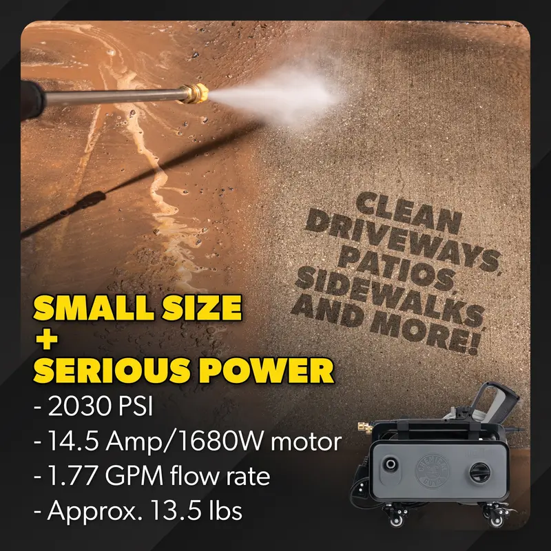 【PRICE SLASH】Guys ProFlow PM2000 Pro Electric High Pressure Washer - 2030 PSI, 1.77 GPM, Compact Lightweight Portable Design, Spray Gun, 4 Nozzles, Hose & Wand Pressure Washer Accessories for Auto Detailing, Home Cleaning, Portable Pressure Washer