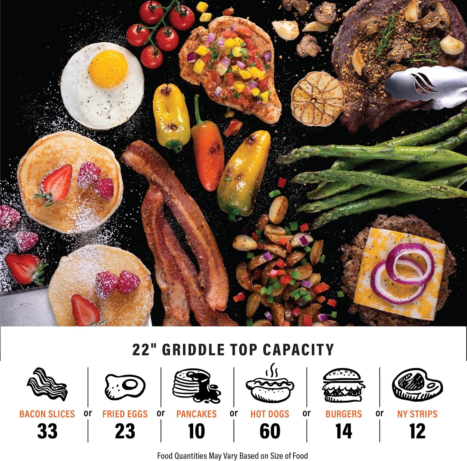 22" Tabletop Griddle with Hood, Electric & Gas, Portable Grill for Camping & Tailgating