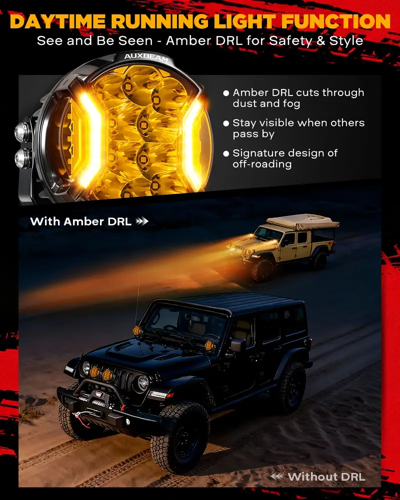 AUXBEAM LED Pods Light Offroad Driving Work Lights, X-PRO 3" 96W 6 Modes Dual Color Spot Flood Combo or V-ULTRA 5" 172W Side Shooter with Amber DRL, IP68 Waterproof for Trucks Jeep, 2PCS
