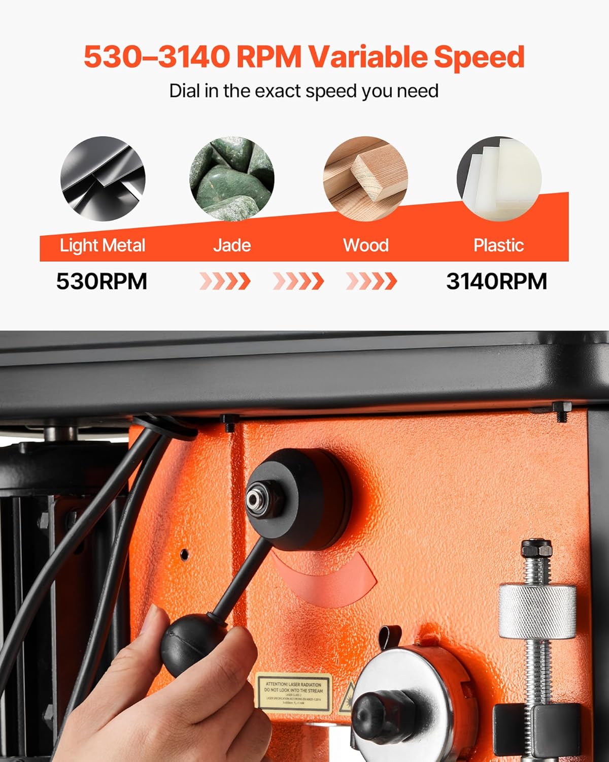 🎁 Limited-Time Sale — 🎊VEVOR 12-Inch Benchtop Drill Press, 6.2 Amp/1 HP, Adjustable Speed ​​(530–3140 RPM), 0–45° Tilting Table, with Laser and LED Work Light, Suitable for Wood and Metalworking