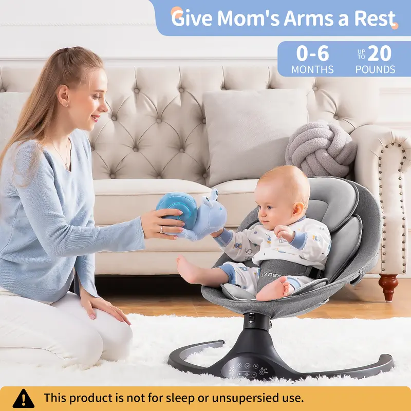 ✨Today's Deal✨Baby Swing for Infants,Electric Bouncer for Babies,newborn baby stuff,Portable Electric Baby Swing,Remote Control Indoor Baby Rocker with 5 Sway Speeds,10 Music and Bluetooth,Bounce Chair with anti-Slip Feet