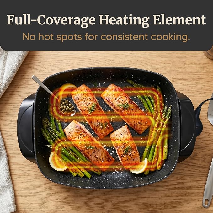 Today's Deal✨Elite Platinum 10-Quart Extra-Large Electric Skillet (with pour spout), serves 6–8 people, Black