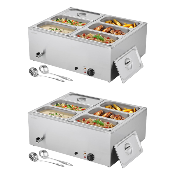 💥 Special Offers⚡Commercial Food Warmer — 1500W Stainless Steel Steam Table with Lid 🍲