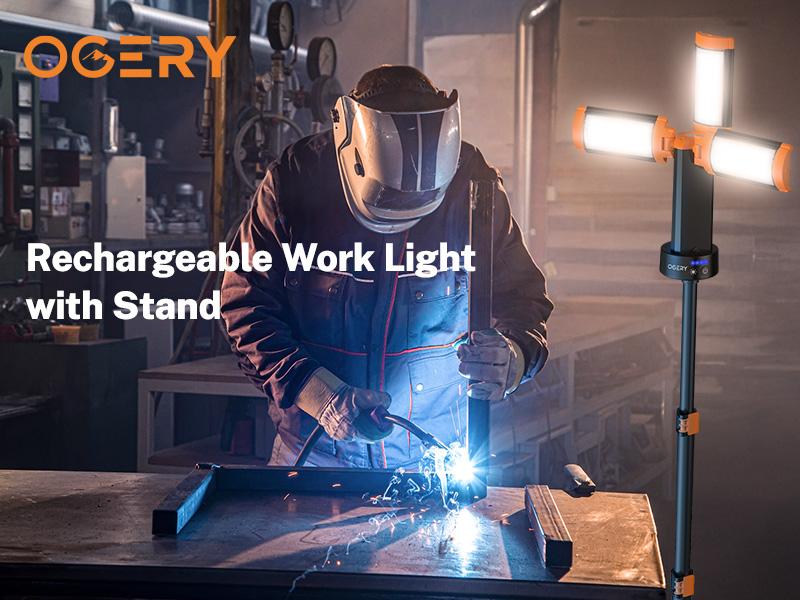 OGERY 10000/18000mAh Camping Light with  Remote Control & Power Bank - Rechargeable 2200 Lumens Dimmable Work Light, Emergency Light & Detachable Tripod (1.75-6.5 Ft) for Outdoor, Hiking, Home & Emergency #Summervibes