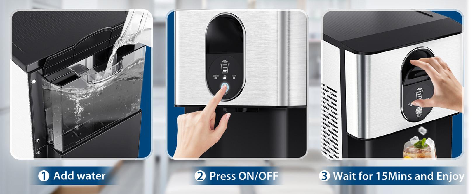 COWSAR Nugget Ice Maker Dispenser, Self Dispensing Pellet Ice Maker, 44lbs/24H, 15mins Quick Ice Make, 3.3lbs Ice Storage, Ice Full Indicator, Self-Cleaning, Home, Kitchen, Bar, Party Ice Maker Machine