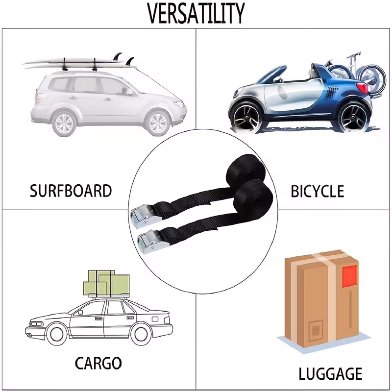 black adjustable tie down strap suitable for cargo bundling motorcycle truck and pallet cargo securing simple bundling Product details 0