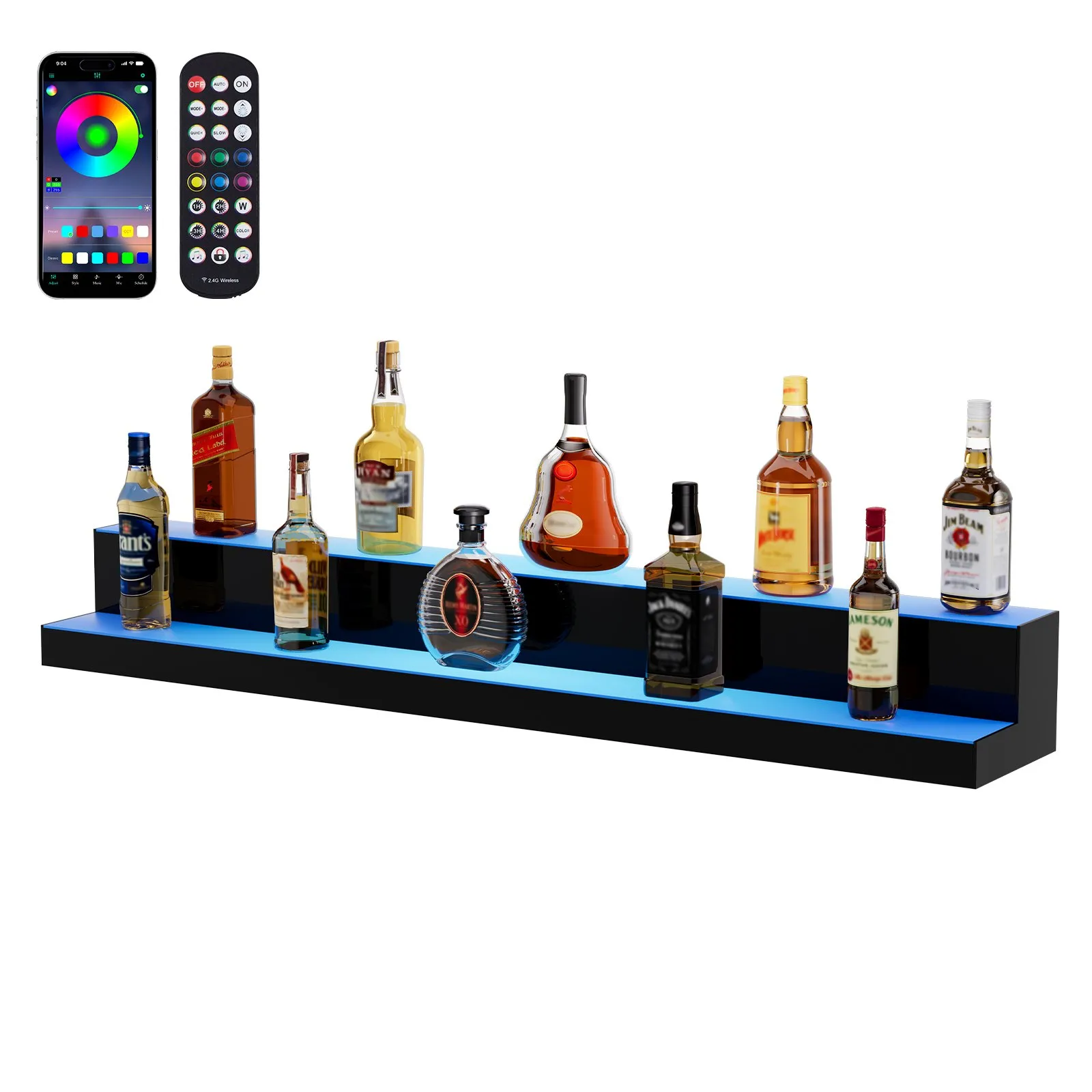 [Spring Clearance] Premium Acrylic LED Liquor Display | Smart App-Controlled Ambient Bar Shelf