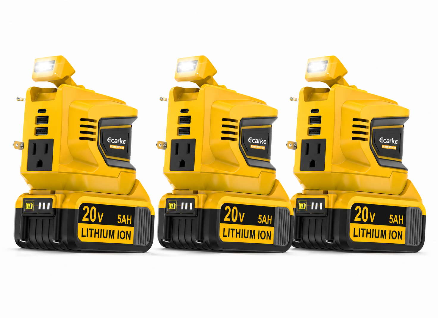 🔥HOT SALE！200W Power Inverter for Dewalt 20V Battery, Portable Power Station Generator with USB-C, AC Outlet & LED Light