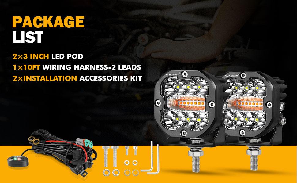 AUXBEAM X-PRO Series 3 Inch 6 Modes Dual Color LED Light Pods 96W Spot Flood Combo Amber White for Trucks Jeep IP68 Waterproof Offroad Driving Lights 2pcs Set LED Car Lights LED Work Lights outdoorfun Led Backlights fathersdaygift