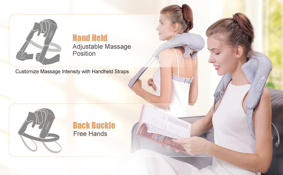 MASGRE Cordless Back and Neck Massager, Upper and Lower Back Massager with Heat, Deep Tissue 6D Kneading Massage Pillow for Shoulder, Leg and Body Muscle Pain Relief, Gifts for Valentine's Day