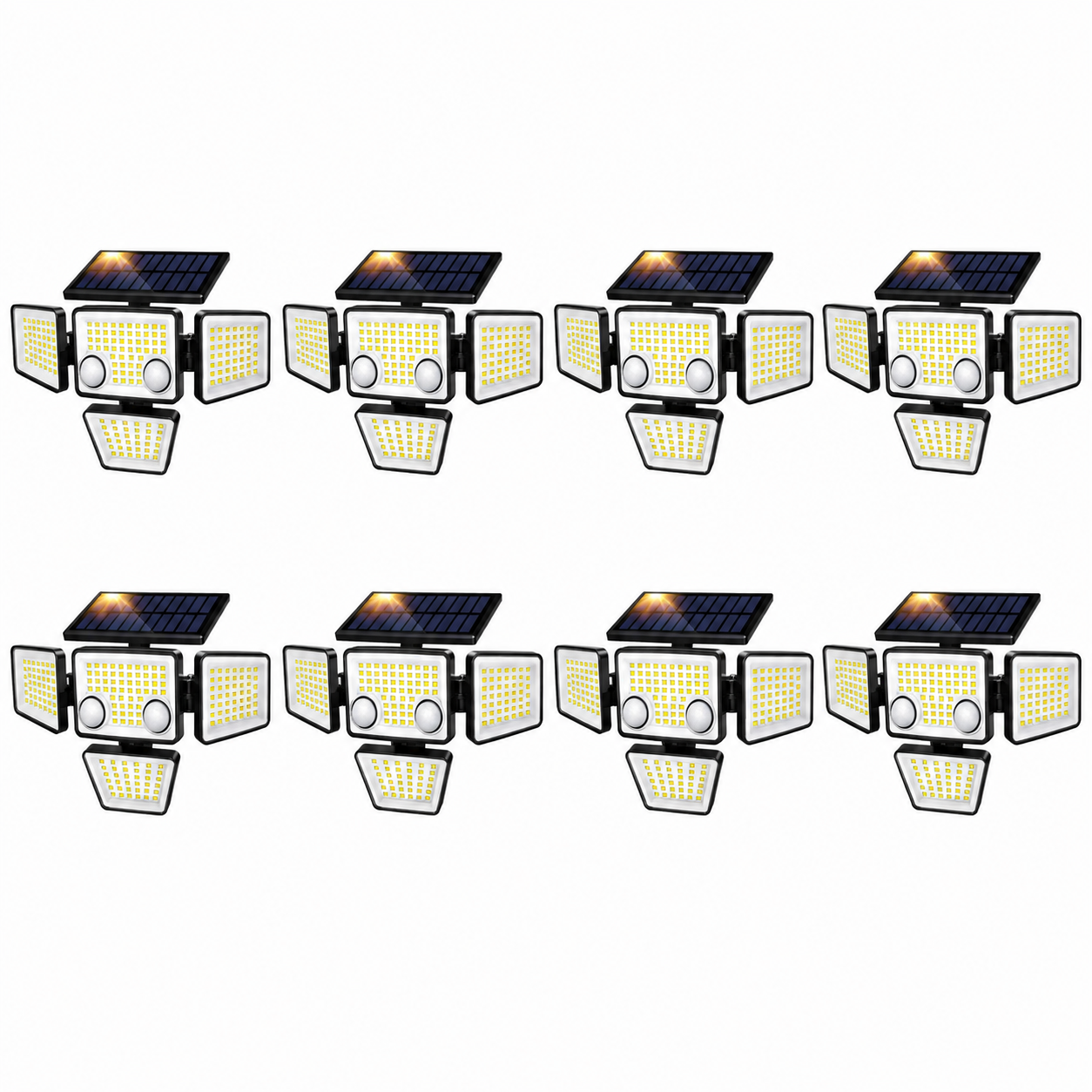 Solar Motion Sensor Flood Lights Outdoor (2 Pack) – 3000LM 188 LED 4-Head Security Lights, 270° Wide Angle, IP65 Waterproof, Easy Install for Yard, Garage & Backyard