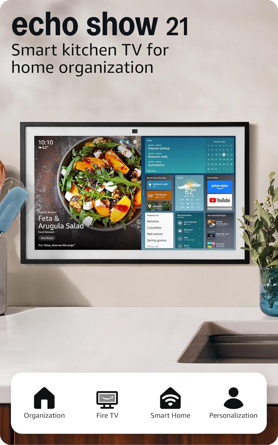 💥Special Offers Like-New  Echo Show 21 (newest model), Full HD 21" kitchen hub for home organization, with built-in Fire TV, Designed for Alexa+