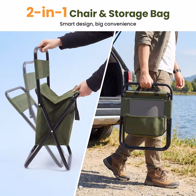 2 in1 camping chair folding fishing chair with backrest and 10l large capacity bag outdoor chair can bear 265lb durable and portable suitable for camping hunting fishing sketching ideal gifts for   Product details 0