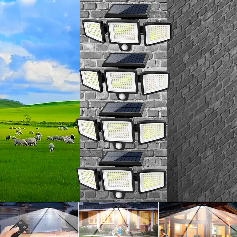 【BIG SALE】Tuffenough Solar Outdoor Lights 2500LM 210LED Security Lights,3 Heads Dimmable SpotLights with 3 Modes,IP65 Waterproof,Suitable for Yard, Garage, Porch, Pool,Garden,Barn,Patio,#Summervibes