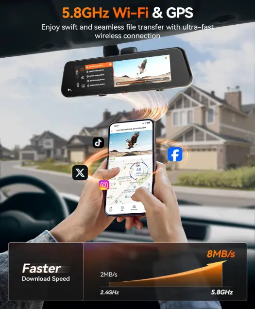 【New Release】WOLFBOX G900 PRO Mirror Dash Cam with STARVIS 2 IMX678 128GB Card 5.8GHz WiFi 4K Front 2.5K Rear Video TikTokShopHolidayHaul Dashcam for Cars