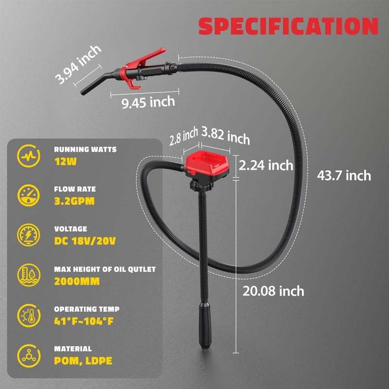 Complete Cordless Fuel Pump Kit with 4.0Ah Battery – Compatible with DeWalt 20V & Milwaukee 18V